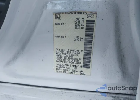 2015 Nissan Altima 2.5 S from USA, damaged, VIN 1N4AL3AP0FC598418